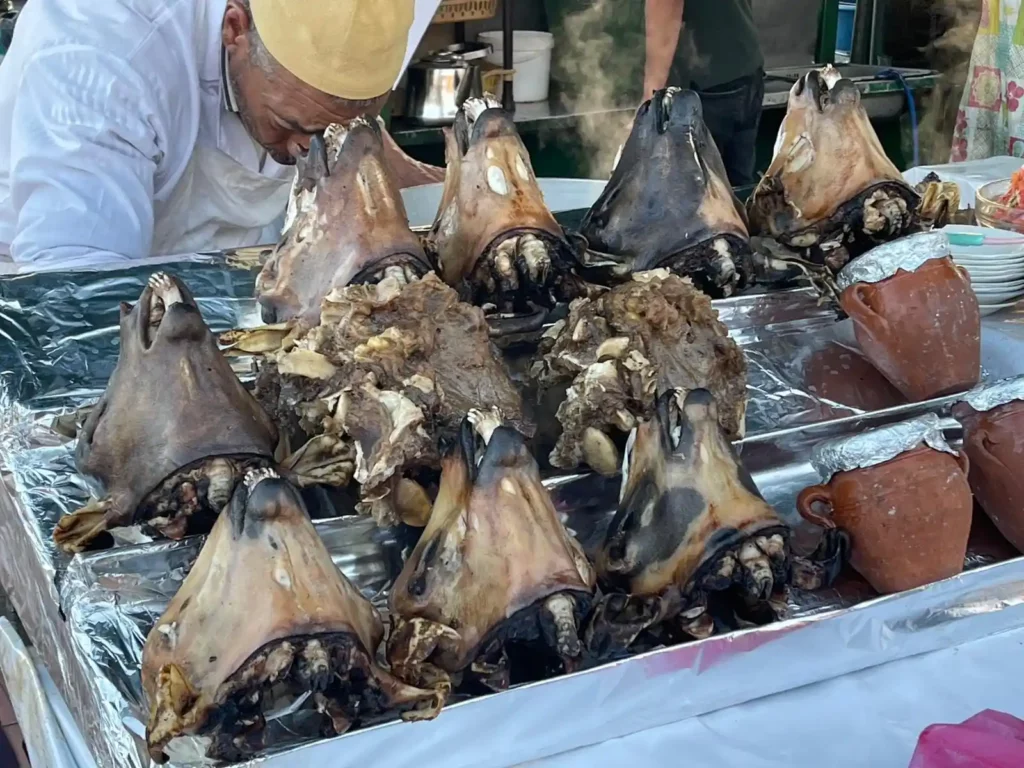 cheep head street food in Morocco marrakech